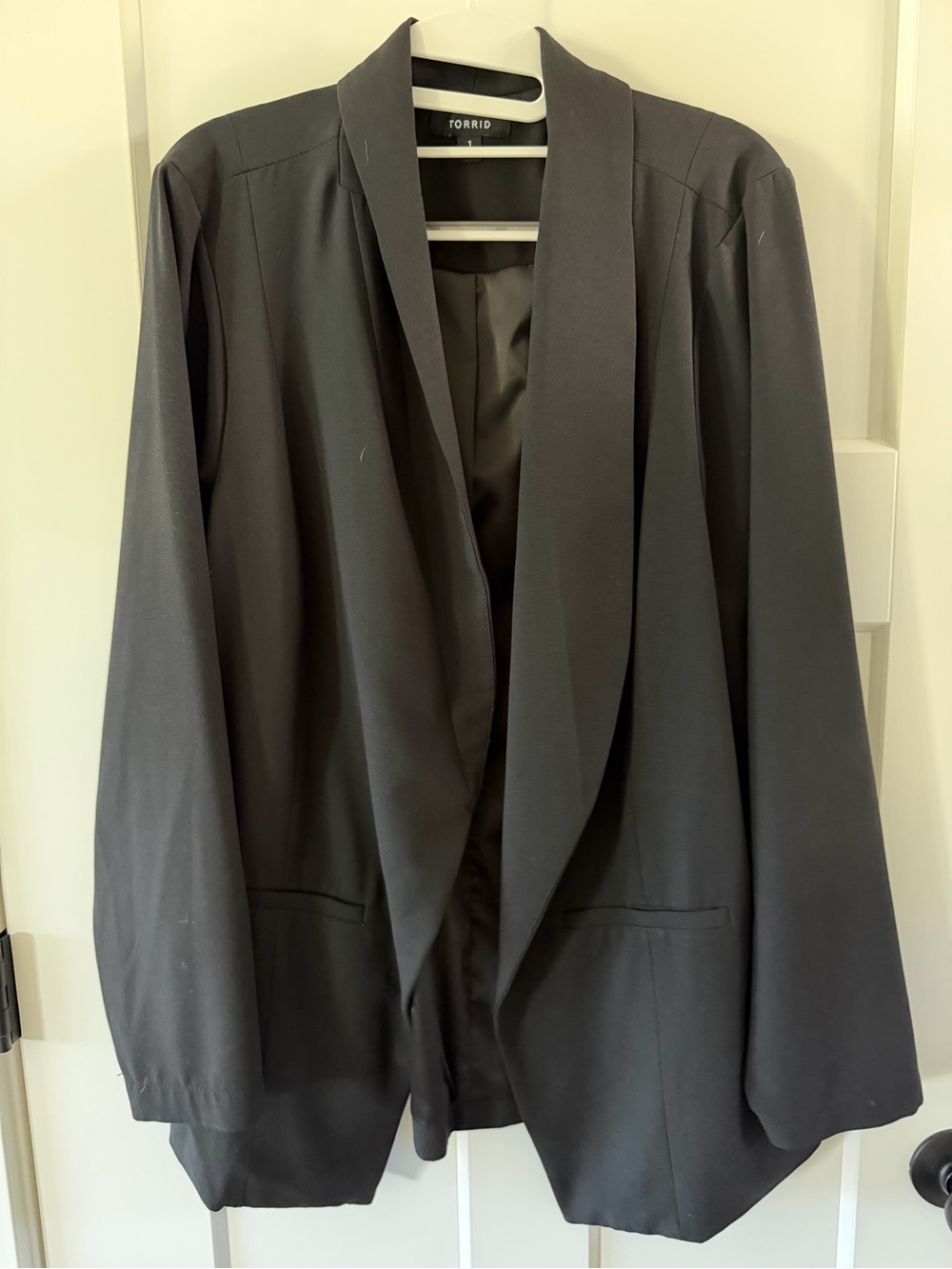 Torrid Black Draped Open-Front Blazer Size 1